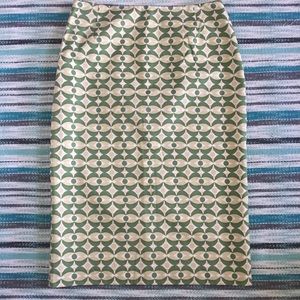 NWOT Anne Klein Vintage Green Geo Patterned Skirt
